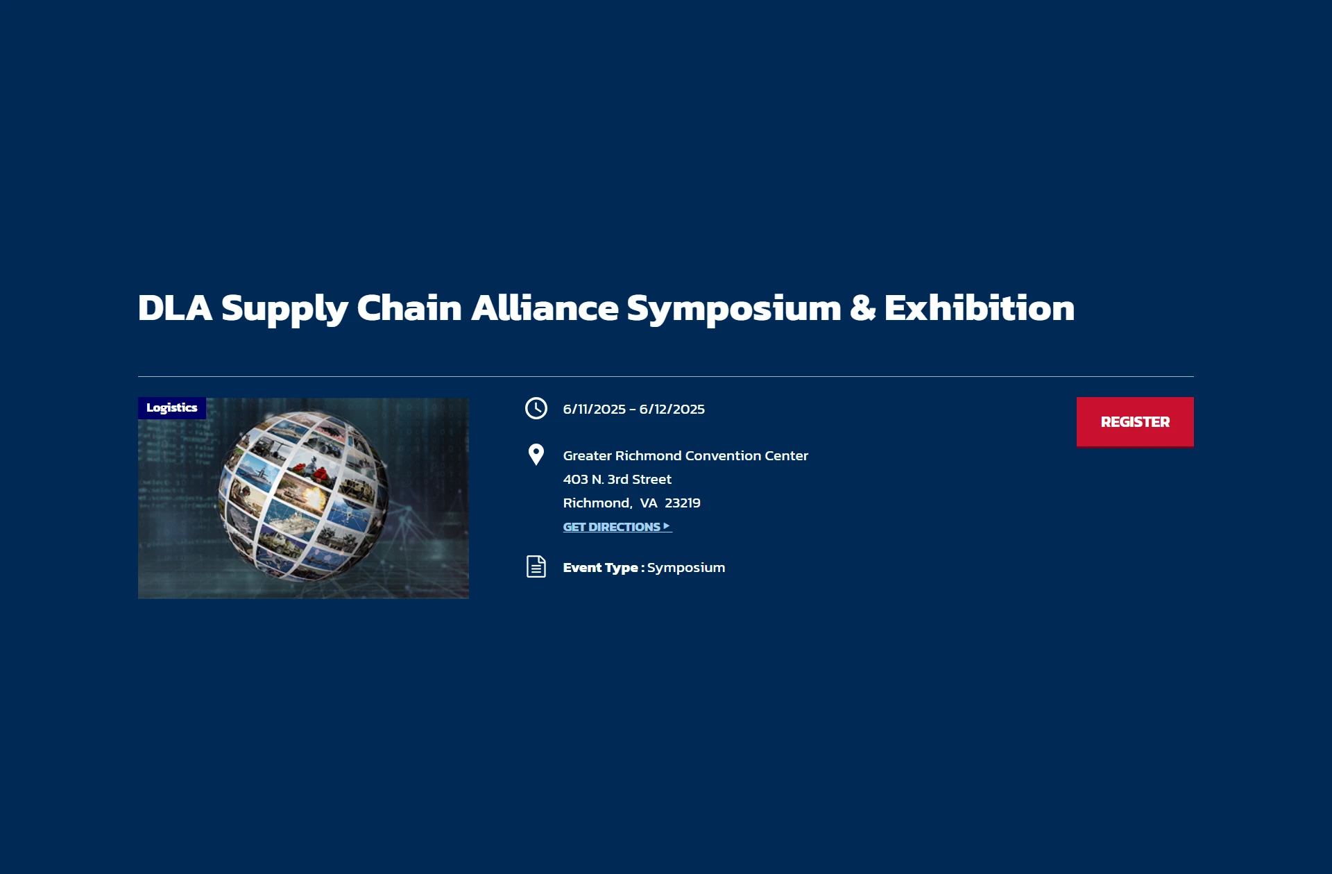 03 A blue screen with the words supply chain alliance symposium and exhibition.